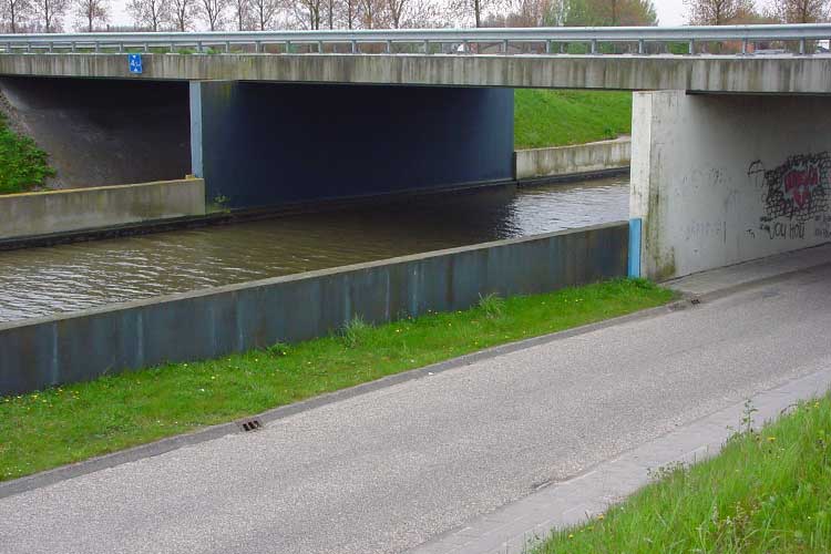 Kunstwerk te Dirksland. Een brug als beeldende kunst - onderhouden.
