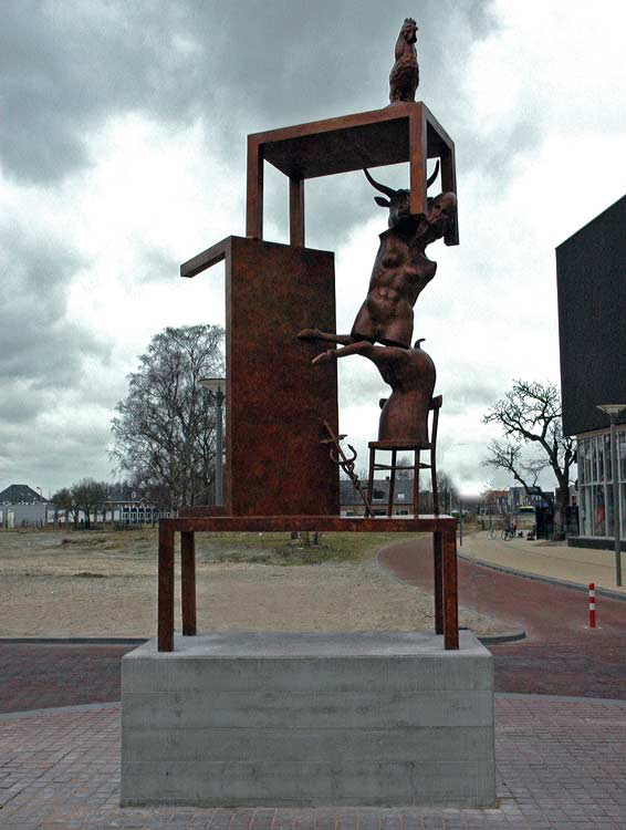 "Mercurius", een bronzen beeld van Pjotr Müller in Vathorst, Amersfoort.